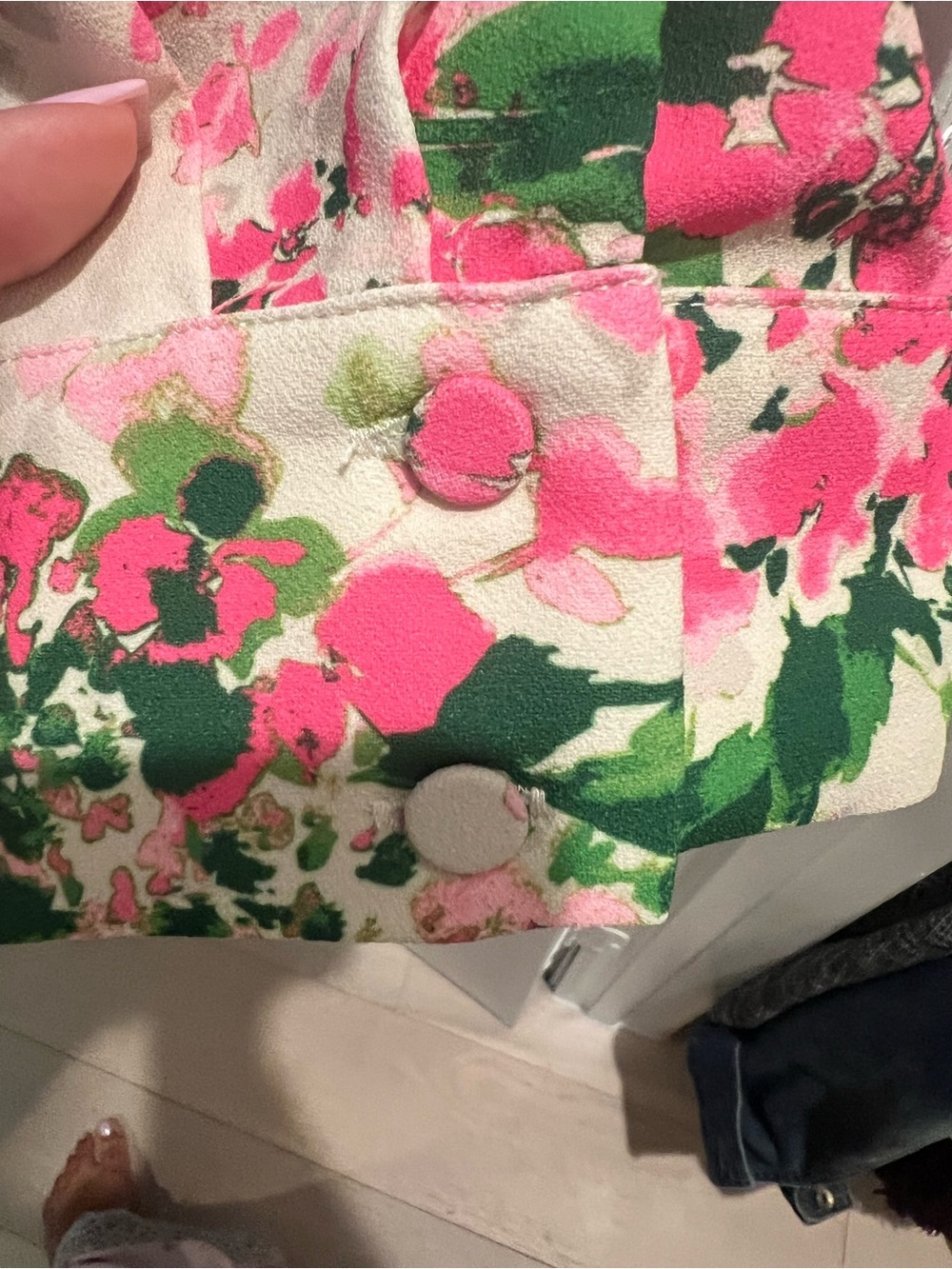 Tuckernuck Pink and Green Floral Ruffle-Hem Mini Dress - Picture 11 of 11